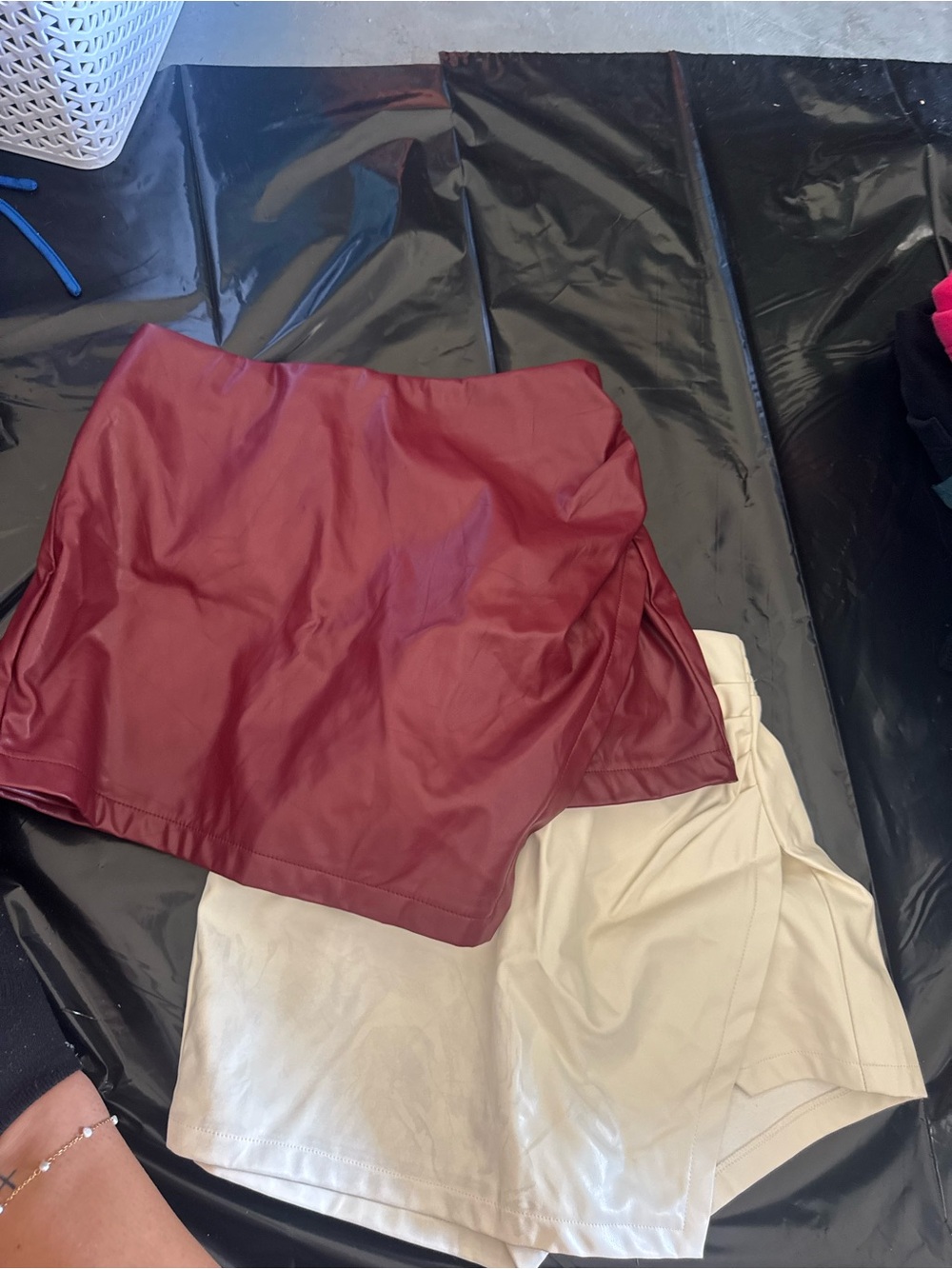 Faux Leather Mini Skirt - Burgundy